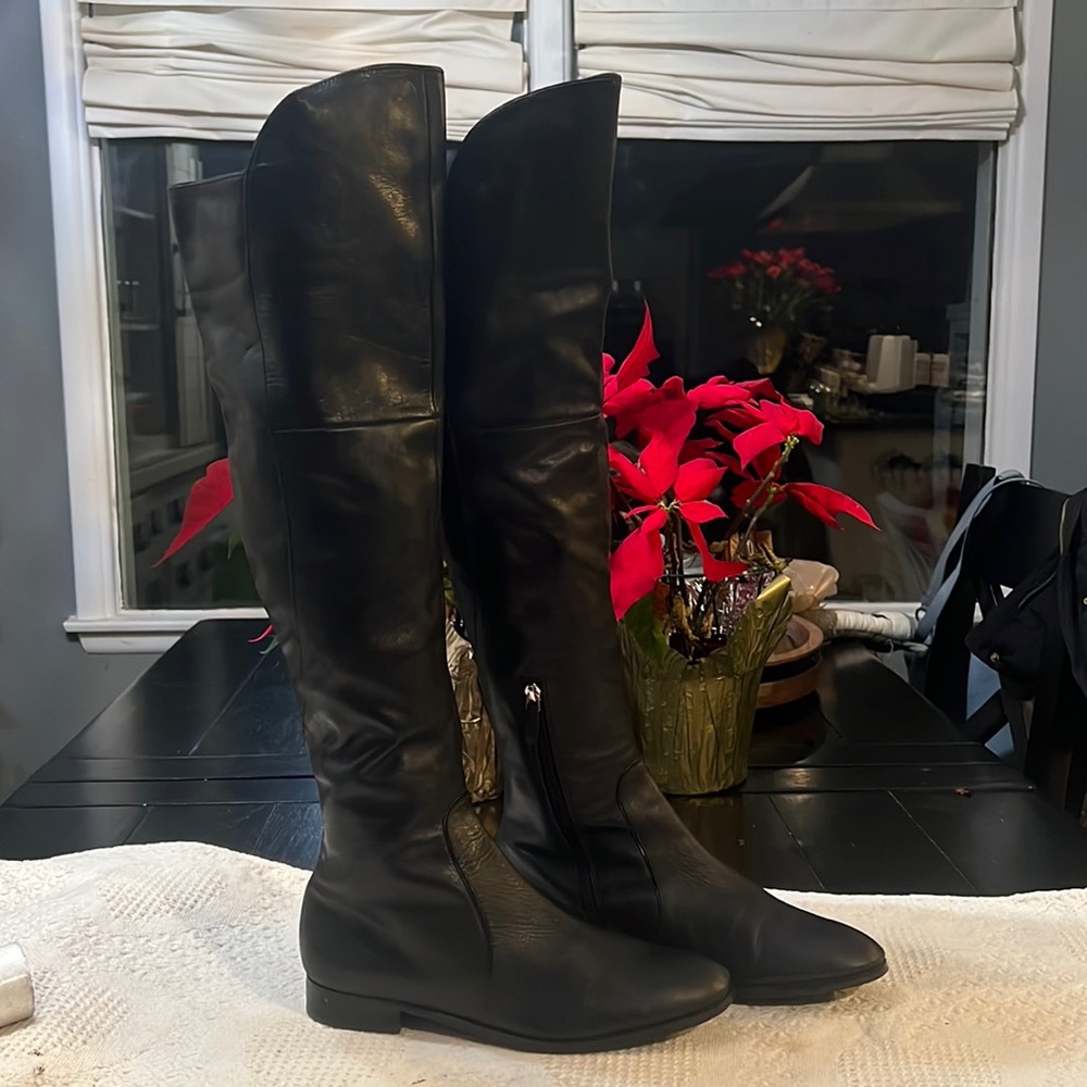 Franco Sarto Black Leather Over The Knee-High Boots